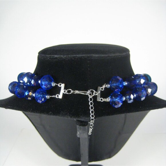 Statement Necklace Glass Plastic Beaded 20 inch Multi Strand Silvertone Jewelry - Picture 9 of 10